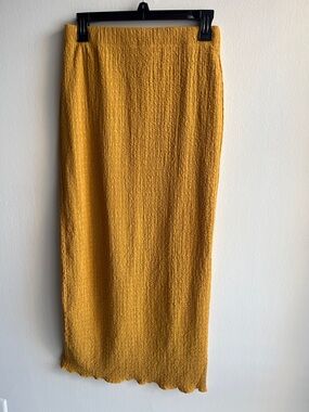 Timing Mustard Gold Bohemian Textured Maxi Lined Skirt - Size Medium Women
